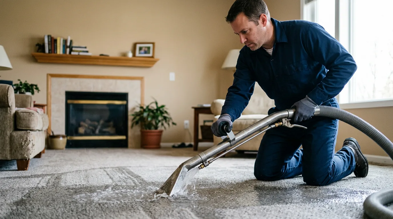 Water damage restoration technician working near Chesterfield, MO
